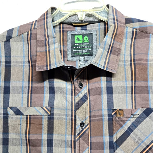 Hippy Tree Men's Short Sleeve Button Up Plaid Multicolor Shirt Sz XXL - Picture 2 of 9